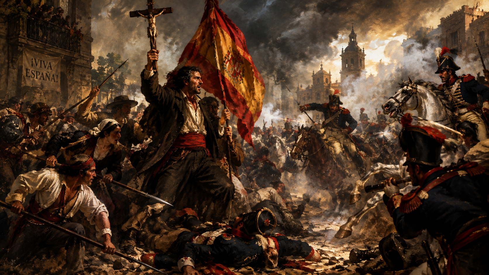 el pueblo luchaba en 1808 contra el invasor masónicofrancés, manteniendo la fidelidad a Dios y al Rey.